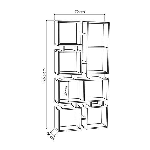 Стеллаж прямой бежево-серый с 8-ю открытыми полками RAIL BOOKCASE NO.1 LIGHT MOCHA в Брянске