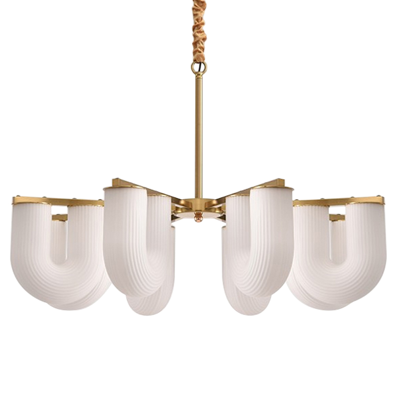 Люстра Berthe Arch Chandelier 8 плафонов Белое матовое стекло Латунь Хром Люстра Berthe Arch Chandelier 8 плафонов Белое матовое стекло Латунь Хром в Брянске | Loft Concept