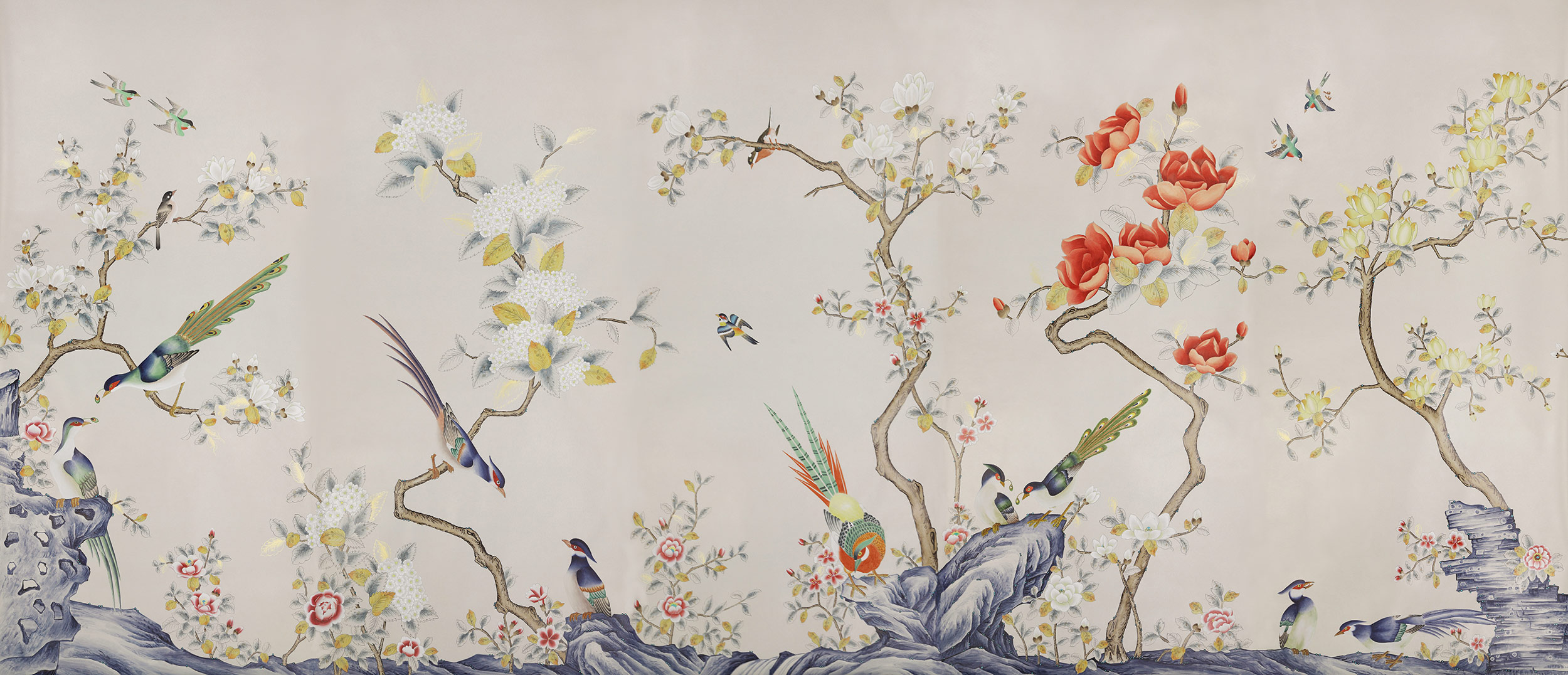 Обои ручная роспись Japanese Garden Colourway SC-252 on grey dyed paper Обои ручная роспись Japanese Garden Colourway SC-252 on grey dyed paper - постер Loft-Concept в Брянске