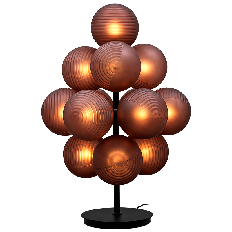 Настольная лампа с круглыми плафонами Syridine Lamp Янтарный Черный Настольная лампа с круглыми плафонами Syridine Lamp Янтарный Черный в Брянске | Loft Concept