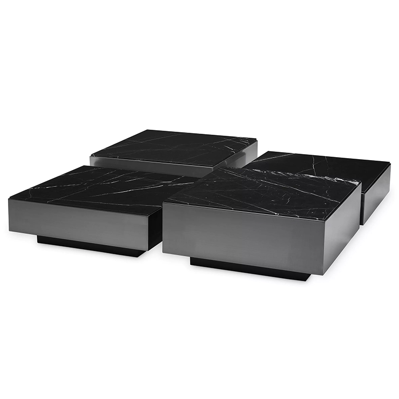 Комплект кофейных столиков Eichholtz Coffee Table Esposito set of 4 Черный Черный Мрамор Nero Комплект кофейных столиков Eichholtz Coffee Table Esposito set of 4 Черный Черный Мрамор Nero в Брянске | Loft Concept