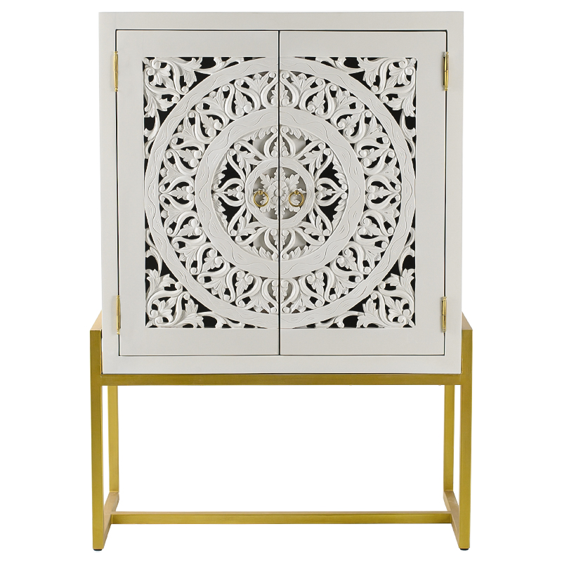 Буфет с резными дверцами Ceara Lace Cabinet Белый Золотой в Брянске | Loft Concept 