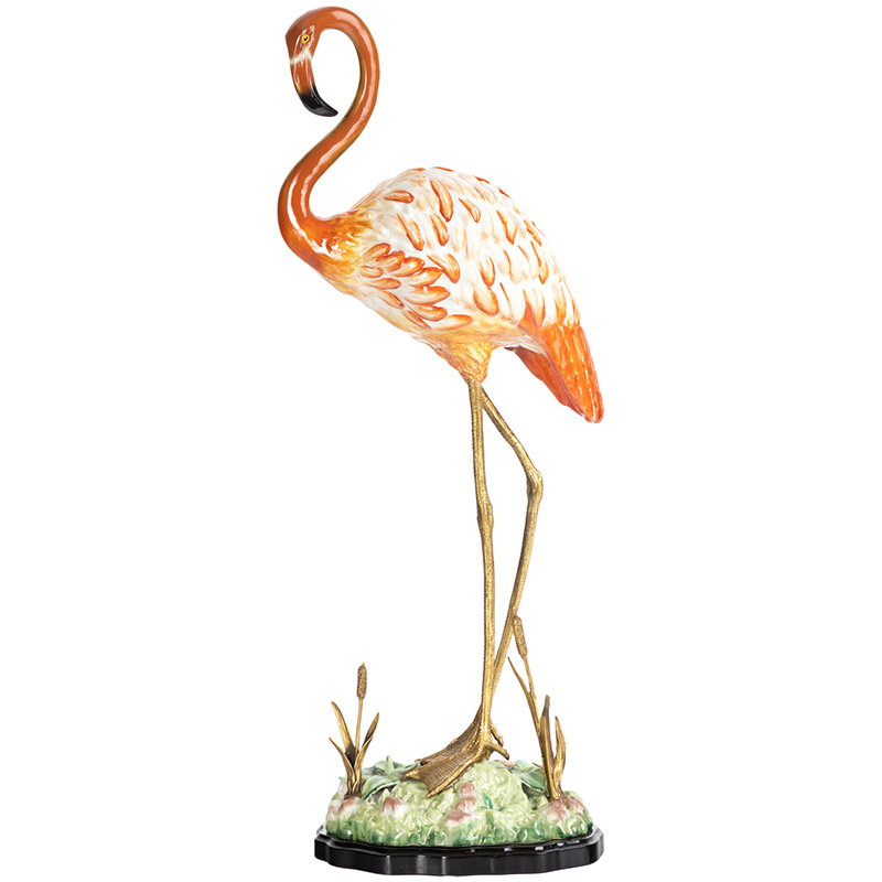 Декоративная статуэтка Flamingos Porcelain Statuette Красный Зеленый Бронза Декоративная статуэтка Flamingos Porcelain Statuette Красный Зеленый Бронза в Брянске | Loft Concept