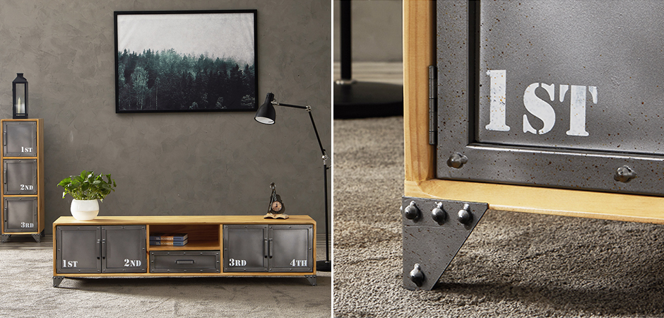 ТВ-тумба Loft Metal and Wood Quadruple ТВ-тумба Loft Metal and Wood Quadruple - Loft-Concept в Брянске