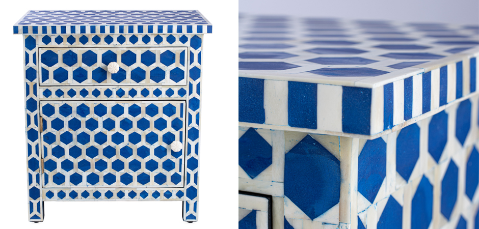 Тумба Midnight Blue Hexagon inlay cupboard 2 Drawer Тумба Midnight Blue Hexagon inlay cupboard 2 Drawer - Loft-Concept в Брянске