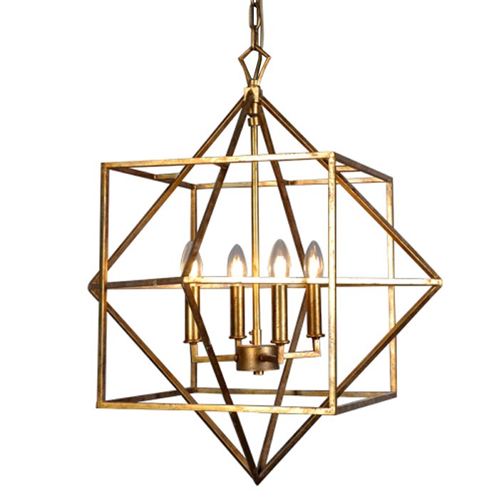 Подвесной светильник CUBIST Chandelier Gold 4 bulbs Золотой Подвесной светильник CUBIST Chandelier Gold 4 bulbs Золотой в Брянске | Loft Concept