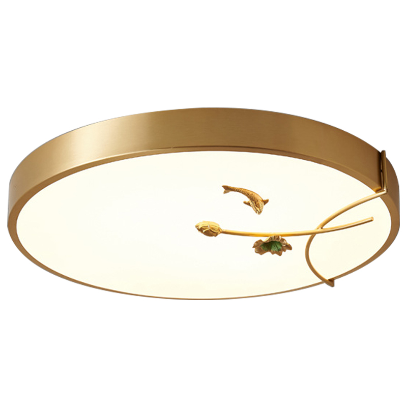 Круглый потолочный светильник Gold Fish Round Ceiling Lamp Золотой Золотой Белый Зеленый Круглый потолочный светильник Gold Fish Round Ceiling Lamp Золотой Золотой Белый Зеленый в Брянске | Loft Concept