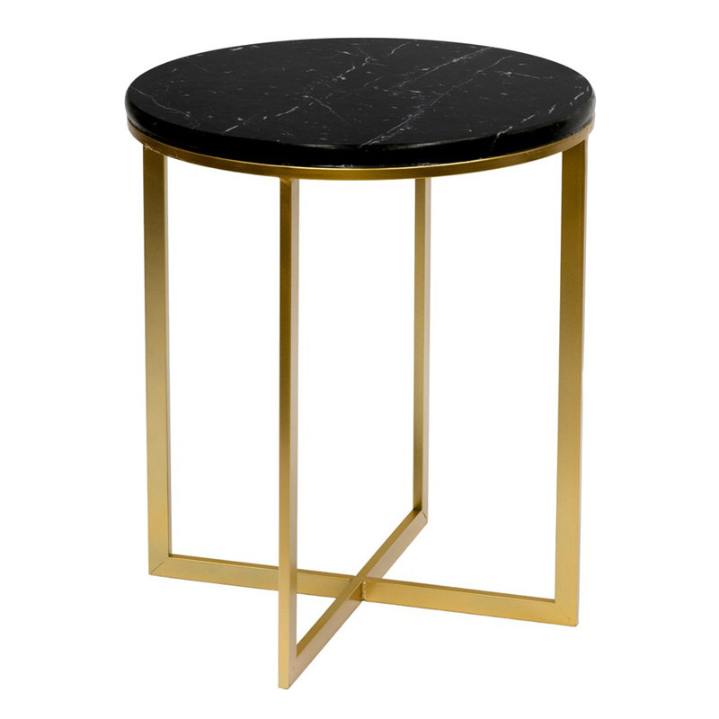 Приставной стол Round Table Marble black Золотой Черный Мрамор Nero Приставной стол Round Table Marble black Золотой Черный Мрамор Nero в Брянске | Loft Concept
