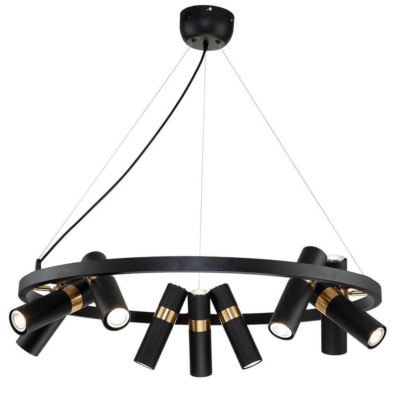 Люстра Rickon Chandelier Spot 18 Черный Золотой Люстра Rickon Chandelier Spot 18 Черный Золотой в Брянске | Loft Concept