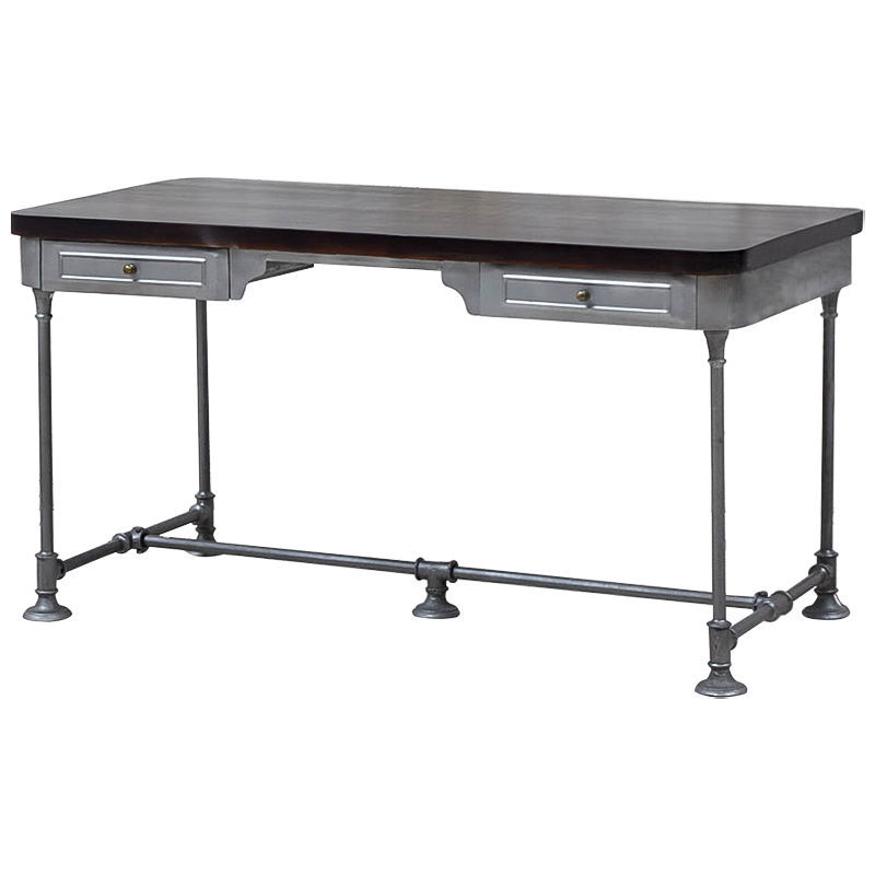 Рабочий стол Iston Metal Wood Desk Серый Коричневый Латунь Рабочий стол Iston Metal Wood Desk Серый Коричневый Латунь в Брянске | Loft Concept