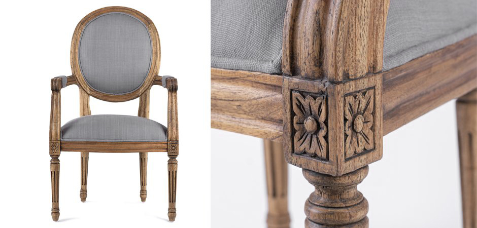Стул REGENCY MEDALLION ARMCHAIR Gray Linen Стул REGENCY MEDALLION ARMCHAIR Gray Linen - Loft-Concept в Брянске