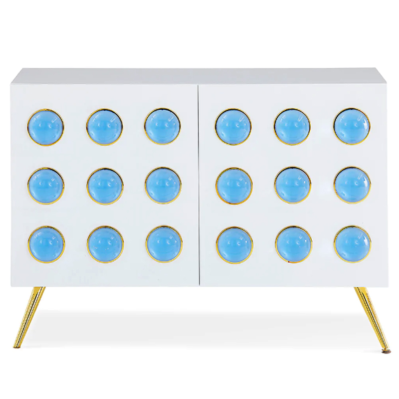Буфет Jonathan Adler Globo Lucite Cabochon Cabinet Белый Золотой Голубой в Брянске | Loft Concept 