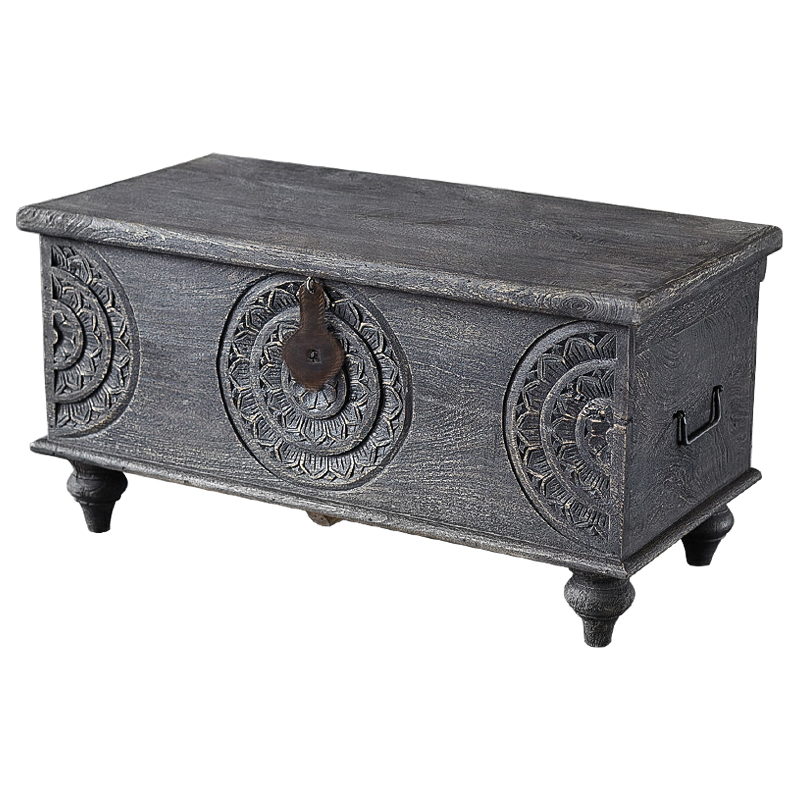 Сундук резной Tushar Carved Wood Chest Серый Коричневый Сундук резной Tushar Carved Wood Chest Серый Коричневый в Брянске | Loft Concept