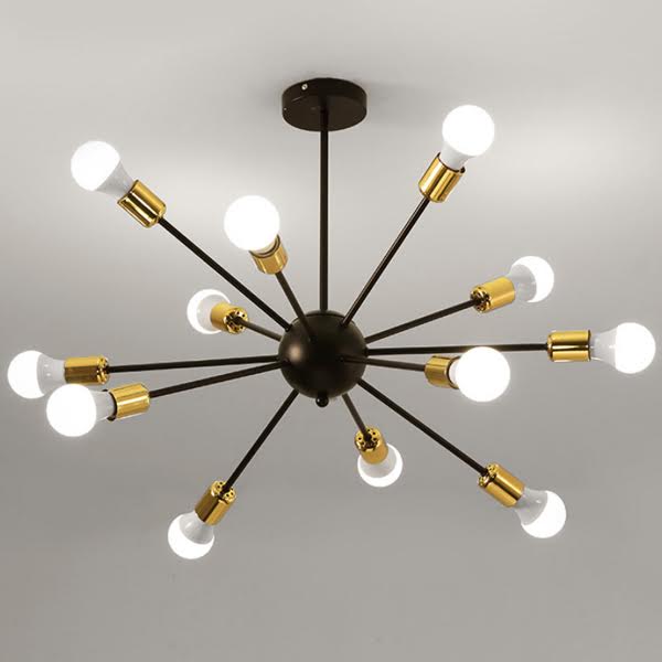 Люстра Sputnik LIGHT JET 12 Black and Gold Черный Глянцевое золото Люстра Sputnik LIGHT JET 12 Black and Gold Черный Глянцевое золото в Брянске | Loft Concept