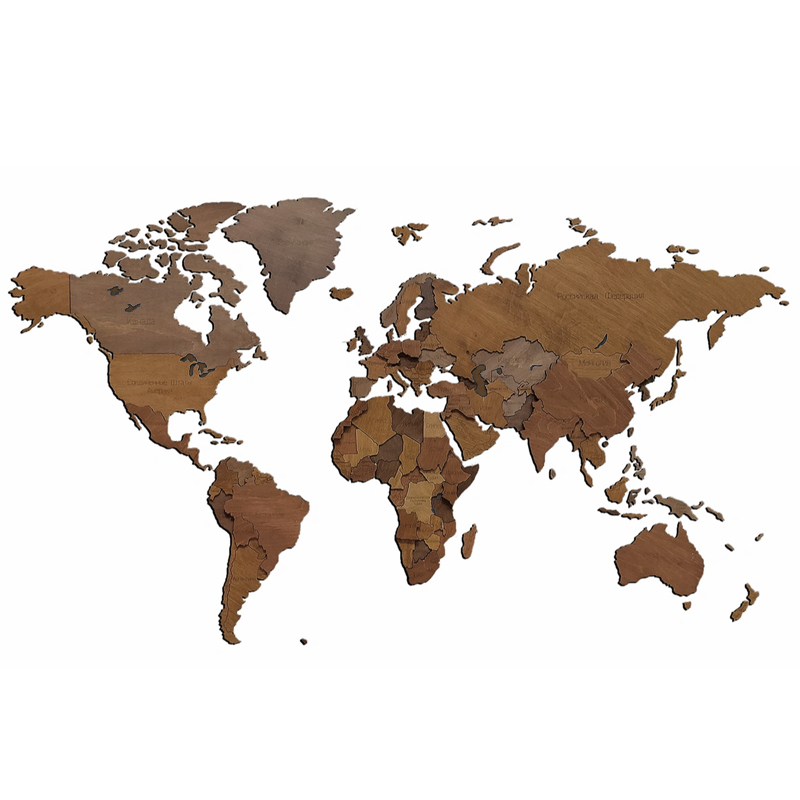 Аксессуар на стену Wooden World Map цвет орех Орех Аксессуар на стену Wooden World Map цвет орех Орех в Брянске | Loft Concept