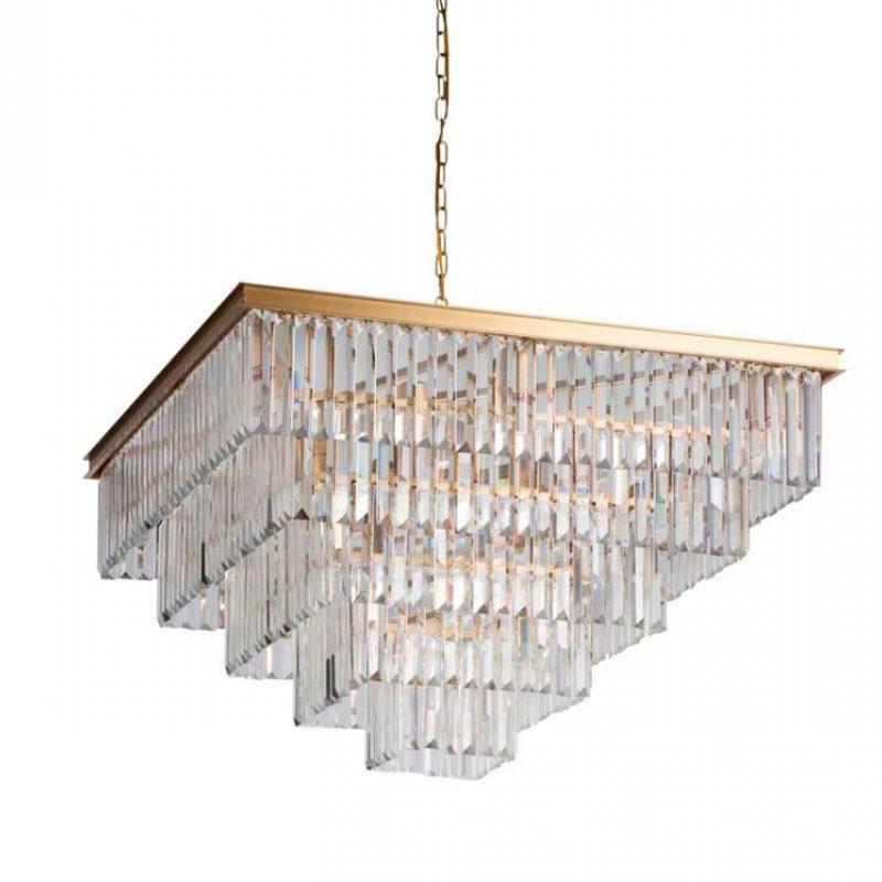 Квадратная Люстра RH 1920s Odeon GOLD iron Five layers Прозрачное Стекло 80х80 Золотой Прозрачное Стекло Квадратная Люстра RH 1920s Odeon GOLD iron Five layers Прозрачное Стекло 80х80 Золотой Прозрачное Стекло в Брянске | Loft Concept