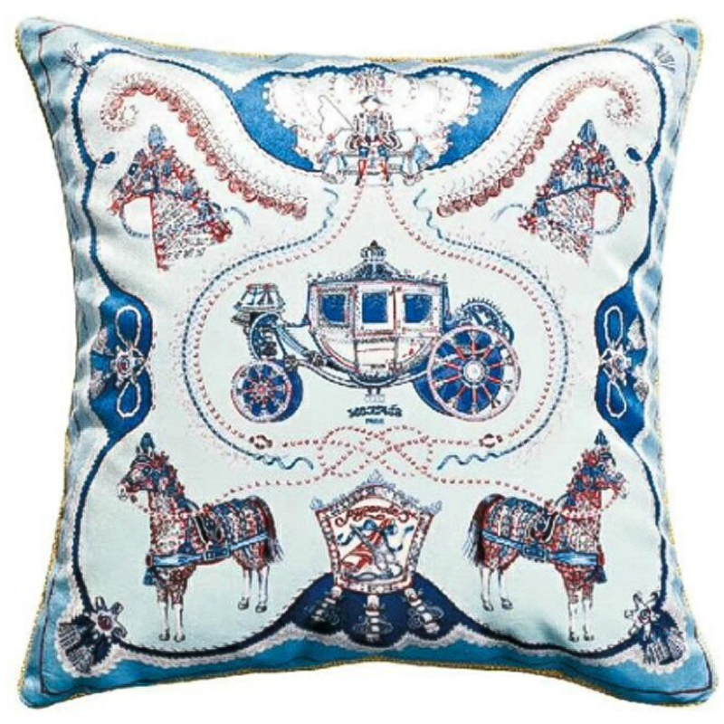 Декоративная подушка Hermes Horse 121 Голубой Синий Декоративная подушка Hermes Horse 121 Голубой Синий в Брянске | Loft Concept