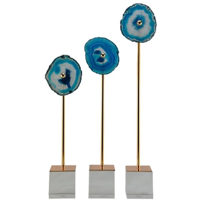 Комплект из 3-х статуэток AGATE DESIGN blue Синий Золотой Комплект из 3-х статуэток AGATE DESIGN blue Синий Золотой в Брянске | Loft Concept
