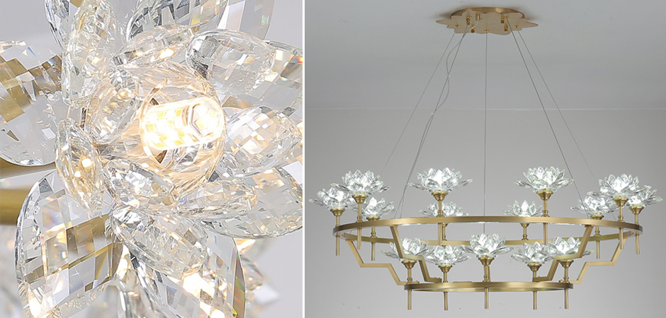 Большая Люстра Хрустальные Цветы Лотоса Lotus flower Clear Glass lamp 15 Большая Люстра Хрустальные Цветы Лотоса Lotus flower Clear Glass lamp 15 - Loft-Concept в Брянске