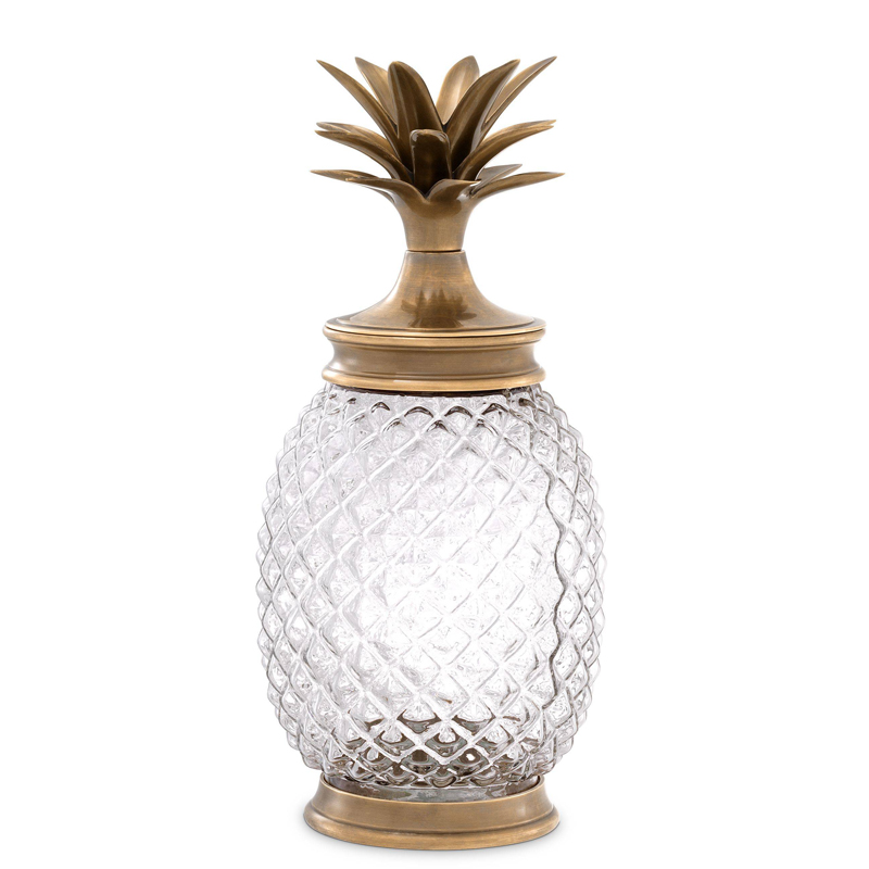 Ваза с крышкой Eichholtz Jar Hayworth brass Винтажная латунь Прозрачный Ваза с крышкой Eichholtz Jar Hayworth brass Винтажная латунь Прозрачный в Брянске | Loft Concept