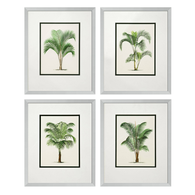 Комплект постеров Eichholtz Prints Palms set of 4 Белый Зеленый Серебряный Комплект постеров Eichholtz Prints Palms set of 4 Белый Зеленый Серебряный в Брянске | Loft Concept