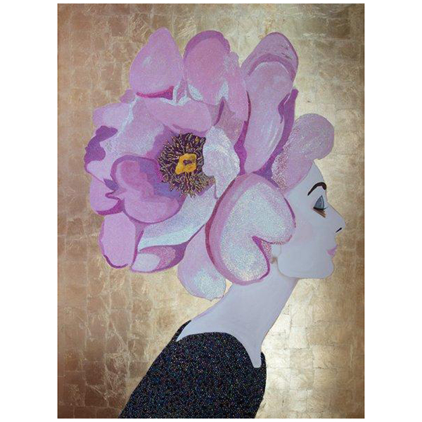 Картина Audrey with Pink Poppy Headdress and Gold Leaf Background Мульти в Брянске | Loft Concept 