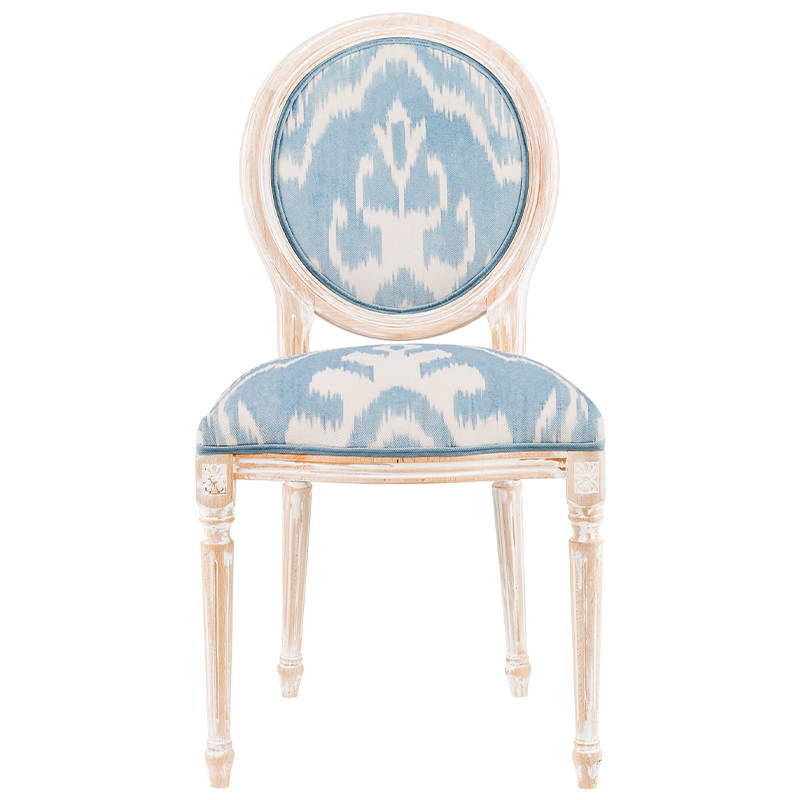 Мягкий стул со светло-голубым узором Ikat Pattern Белый Бежевый Голубой Мягкий стул со светло-голубым узором Ikat Pattern Белый Бежевый Голубой в Брянске | Loft Concept