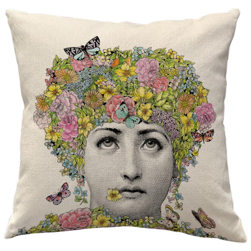 Декоративная подушка Fornasetti Fior di Lina Бежевый Мульти Декоративная подушка Fornasetti Fior di Lina Бежевый Мульти в Брянске | Loft Concept