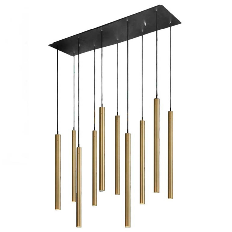 Светильник Trumpet Rectangle Gold 10 плафонов Золотой Черный Светильник Trumpet Rectangle Gold 10 плафонов Золотой Черный в Брянске | Loft Concept