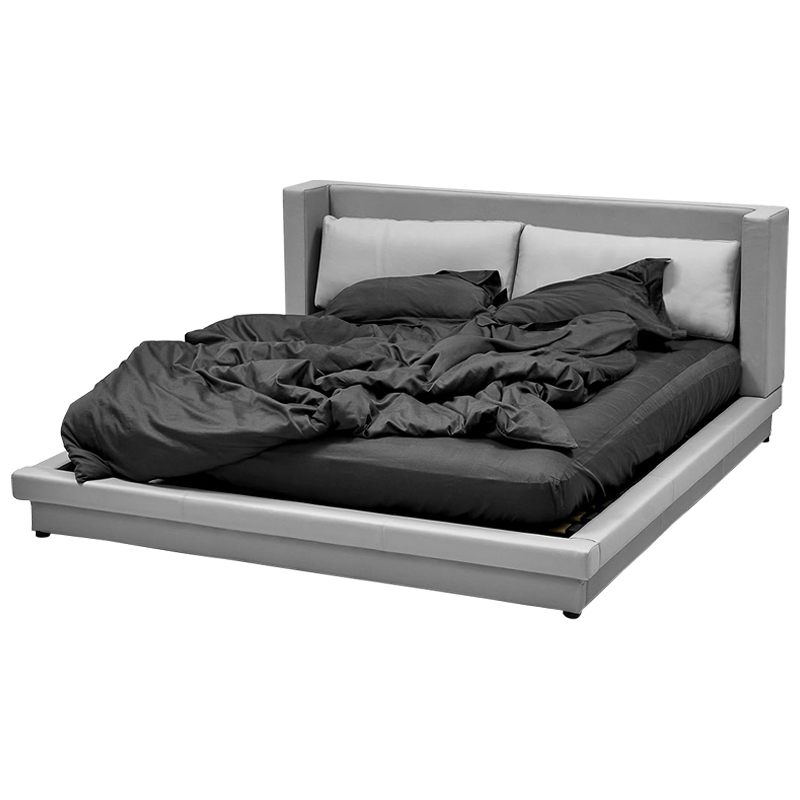 Кровать двуспальная с подушками и мягким основанием Stout Bed Серый Кровать двуспальная с подушками и мягким основанием Stout Bed Серый в Брянске | Loft Concept