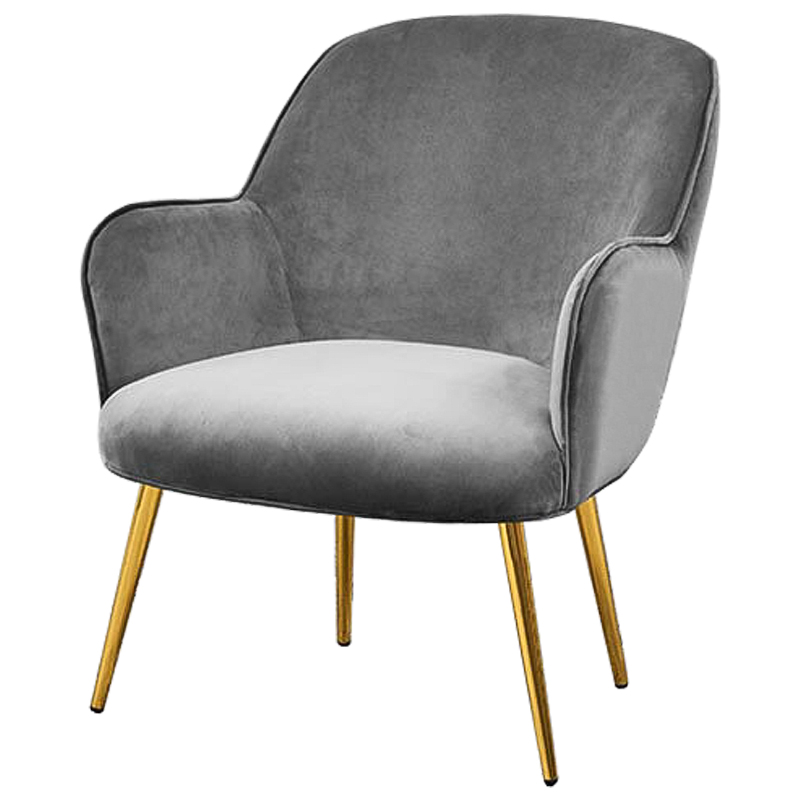 Кресло Waldeck Chair Gray Серый Глянцевое золото Кресло Waldeck Chair Gray Серый Глянцевое золото в Брянске | Loft Concept