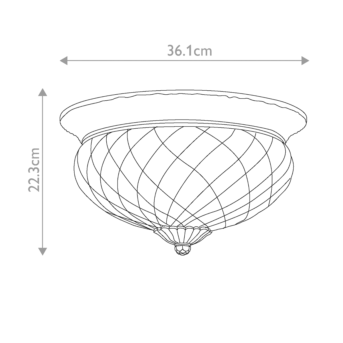 Потолочный светильник цвета латунь с прозрачным рифленым плафоном в форме чаши Hinkley в Брянске