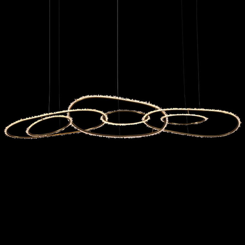 Люстра Six Rings Chain Quartz Crystal Chandelier Глянцевое золото Прозрачное Стекло Люстра Six Rings Chain Quartz Crystal Chandelier Глянцевое золото Прозрачное Стекло в Брянске | Loft Concept