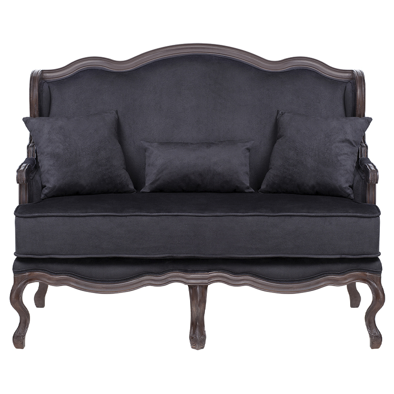Диван двухместный George Grand Seating black velour Черный Коричневый Диван двухместный George Grand Seating black velour Черный Коричневый в Брянске | Loft Concept