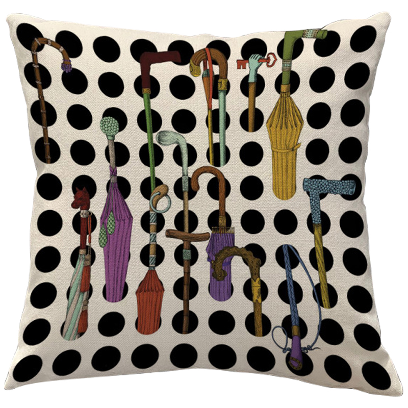 Декоративная подушка Fornasetti Umbrellas And Canes Черно-белый Мульти Декоративная подушка Fornasetti Umbrellas And Canes Черно-белый Мульти в Брянске | Loft Concept