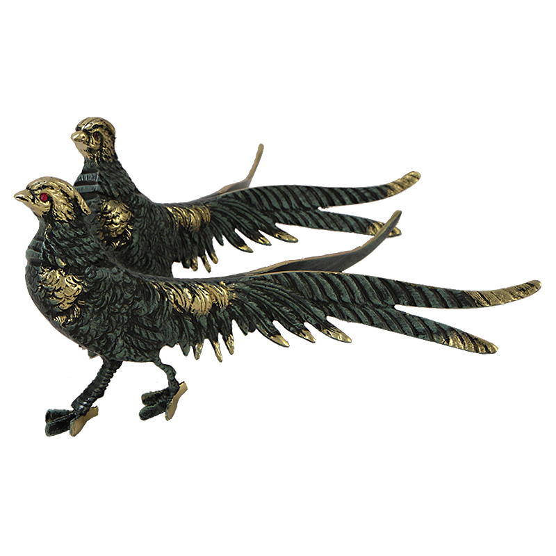 Статуэтка бронзовая синяя пара Фазаны Bronze Birds Бронза Синий Статуэтка бронзовая синяя пара Фазаны Bronze Birds Бронза Синий в Брянске | Loft Concept