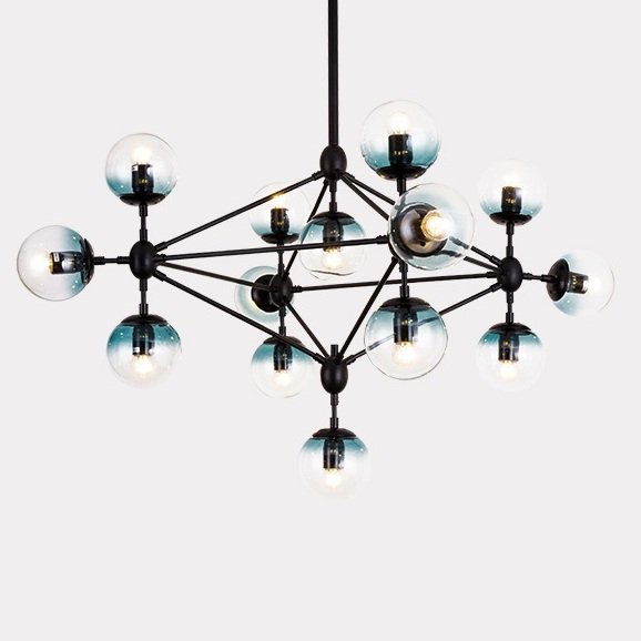 Люстра Modo Chandelier Globes Blue Ambre Black Черный в Брянске | Loft Concept 