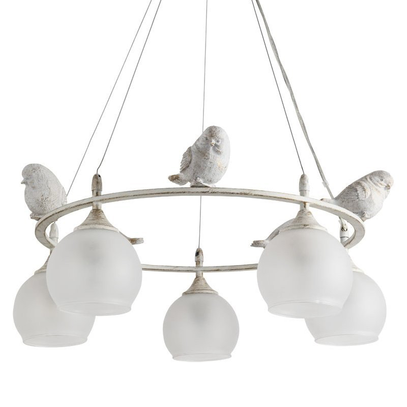 Люстра Provence Bird Chandelier white Белое матовое стекло Золотой Белый Люстра Provence Bird Chandelier white Белое матовое стекло Золотой Белый в Брянске | Loft Concept