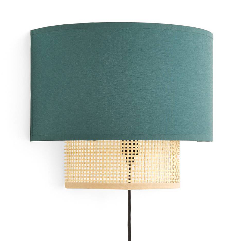 Бра Ottar Wicker Turquoise lampshade Бежевый Бирюзовый Бра Ottar Wicker Turquoise lampshade Бежевый Бирюзовый в Брянске | Loft Concept