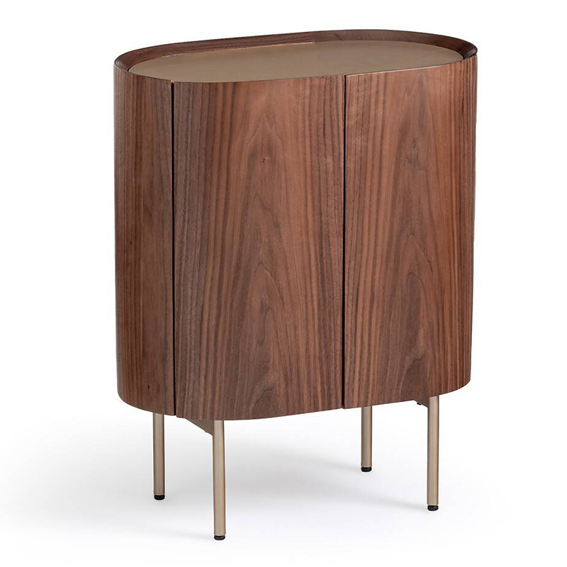 Тумба округлой формы Walnut and Leather массив ореха и столешница из натуральной кожи Орех Золотой Шампань в Брянске | Loft Concept 
