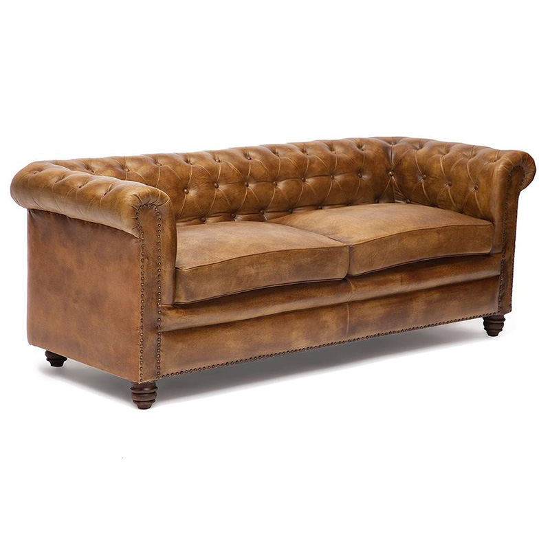 Диван кожаный Buffalo Leather Sofa Triple Коричневый винтаж Диван кожаный Buffalo Leather Sofa Triple Коричневый винтаж в Брянске | Loft Concept