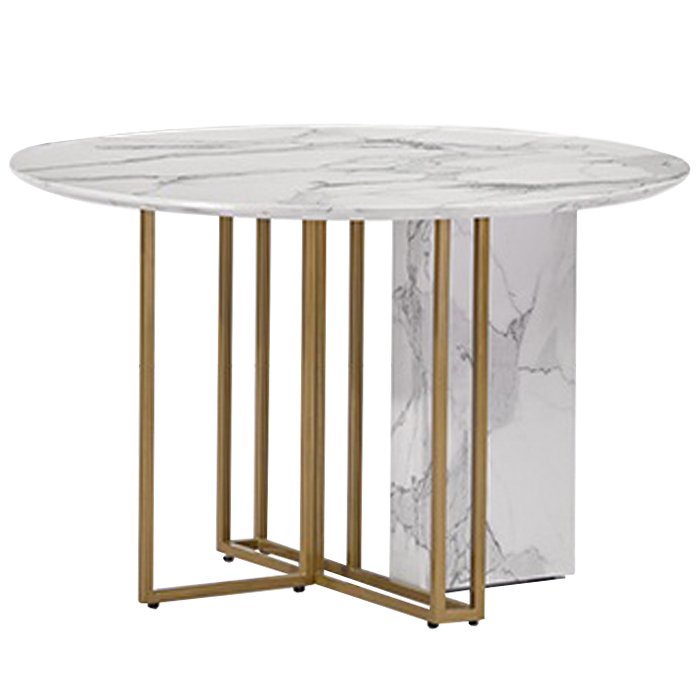 Стол Marble Corner Circle Латунь Белый Стол Marble Corner Circle Латунь Белый в Брянске | Loft Concept