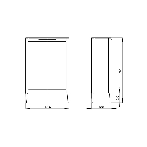 Витрина серо-бежевая с 2-мя стеклянными дверцами и 3-мя полками Type  в Брянске