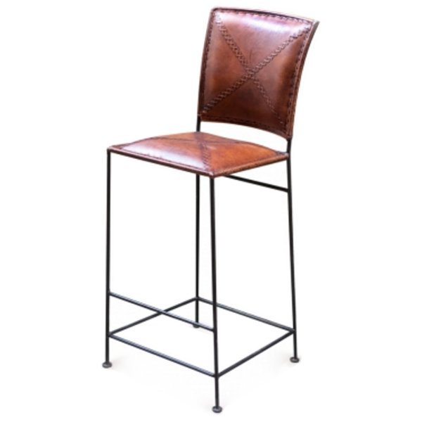 Барный стул Loft Bar stool leather brown Коричневый винтаж Черный в Брянске | Loft Concept 