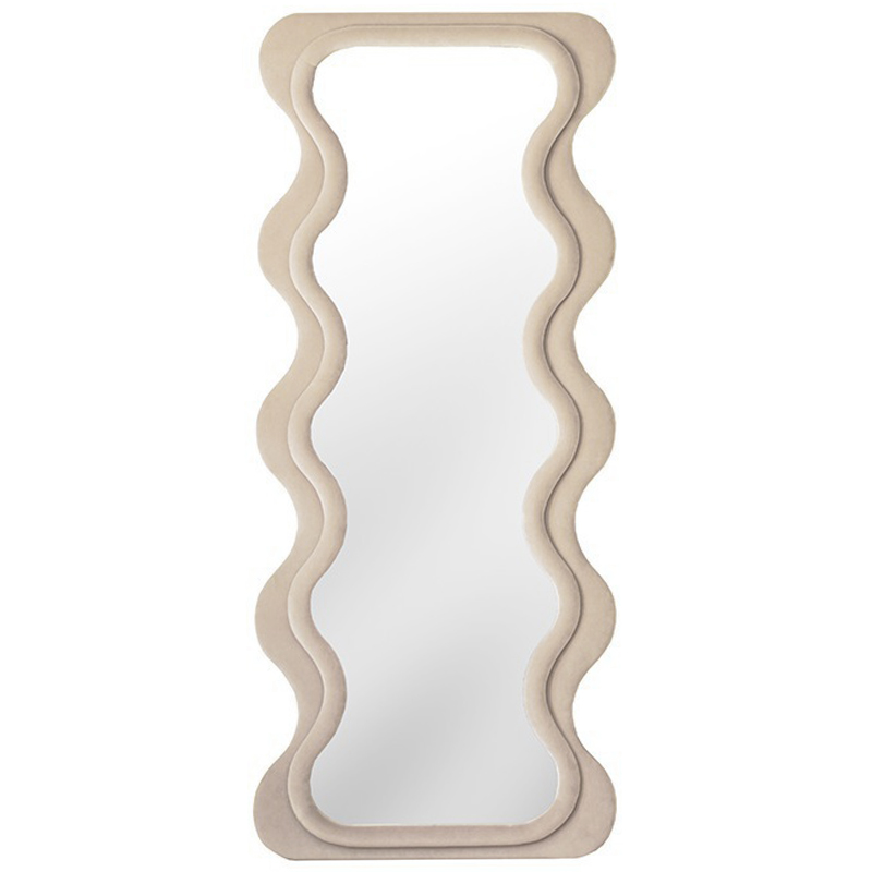 Зеркало Velvet Curved Waves Mirror Бежевый Зеркало Зеркало Velvet Curved Waves Mirror Бежевый Зеркало в Брянске | Loft Concept