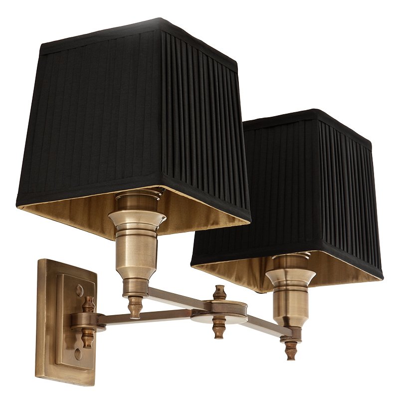 Бра Wall Lamp Lexington Double Brass+Black Латунь Античная полированная Черный Бра Wall Lamp Lexington Double Brass+Black Латунь Античная полированная Черный в Брянске | Loft Concept