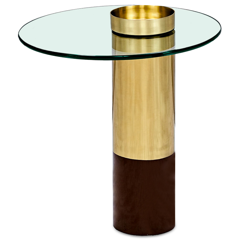 Приставной стол Desi Side Table Прозрачный Латунь Коричневый Приставной стол Desi Side Table Прозрачный Латунь Коричневый в Брянске | Loft Concept