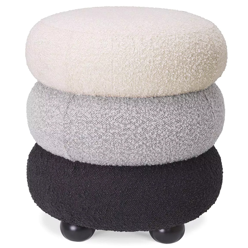 Пуф Eichholtz Stool Tulum Boucle Светло-серый Черный Молочный Пуф Eichholtz Stool Tulum Boucle Светло-серый Черный Молочный в Брянске | Loft Concept