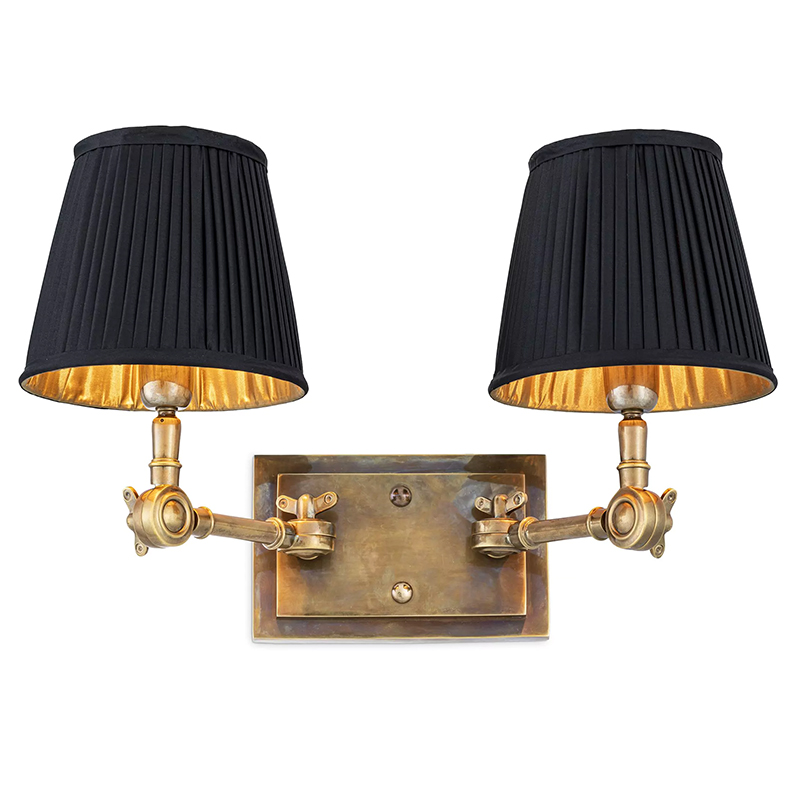 Бра Eichholtz Wall Lamp Wentworth Double Brass Винтажная латунь Черный Бра Eichholtz Wall Lamp Wentworth Double Brass Винтажная латунь Черный в Брянске | Loft Concept
