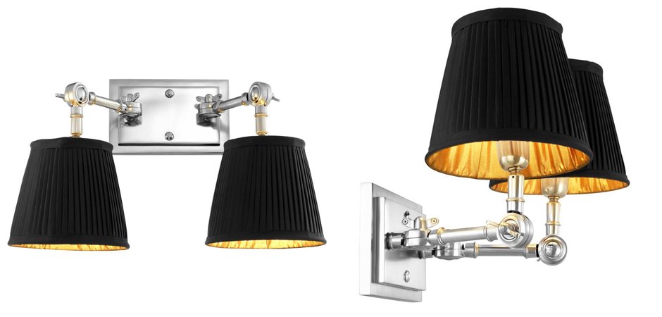 Бра Wall Lamp Wentworth Double Nickel+Black Бра Wall Lamp Wentworth Double Nickel+Black - Loft-Concept в Брянске